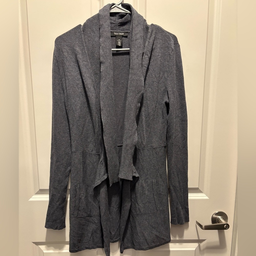 White House Black Market Women’s‎ Medium Dark Grey Open Cardigan